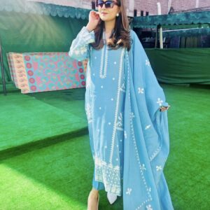 Swiss Boil Suit with Aar Embroidery