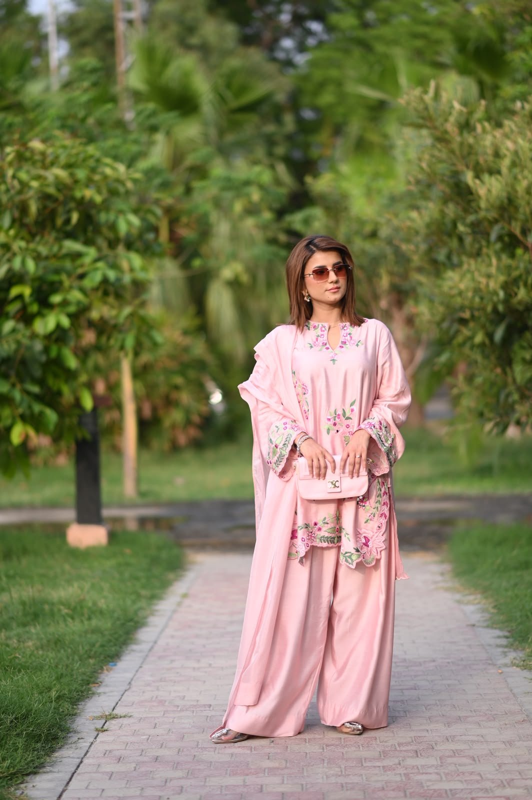 Blush Pink Embroidered Khaadi Silk - Image 3
