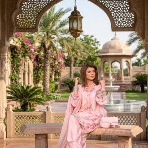 Blush Pink Embroidered Khaadi Silk